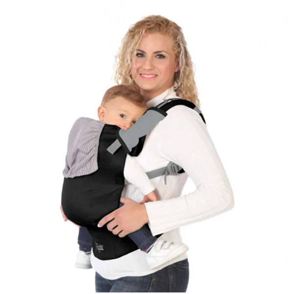 Mochila portabebé ergonómica Kiokids negra de algodón, confort y seguridad total