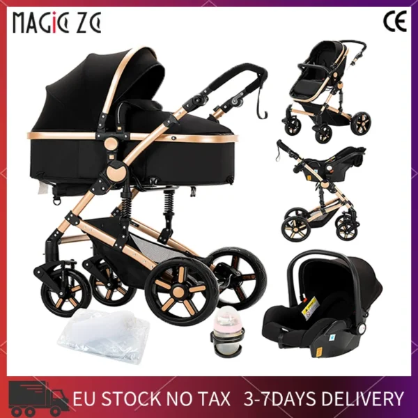 Cochecito de bebé 3 en 1 para recién nacidos, carrito de bebé ligero de paisaje alto, carrito de bebé portátil, silla de paseo plegable, asiento de coche de bebé